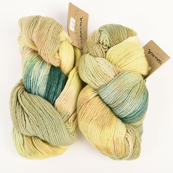 Manos Del Uruguay Maxima 2 Skeins Extrafine Merino Wool Kettle Dyed Yellow Green - Picture 1 of 3